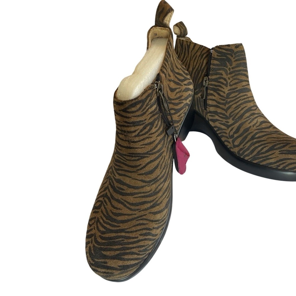 Alegria by PG Lite Eve-402 Tiger Stripe Leather‎ Ankle Boots Brown Black Size 39